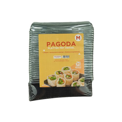 EF PAGODA PLATTER ZWART MET DEKSEL 12X22CM 50ST