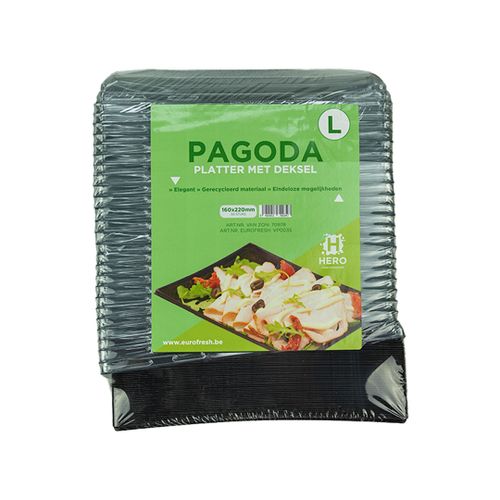 EF PAGODA PLATTER ZWART MET DEKSEL 16X22CM 50ST