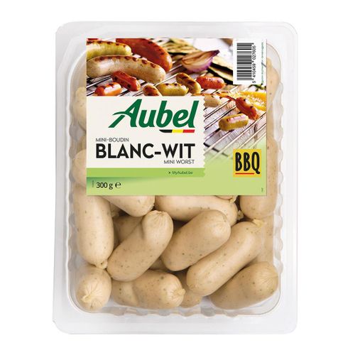 BARBECUEWORST MINI WITTE PENS 20X15G AUBEL